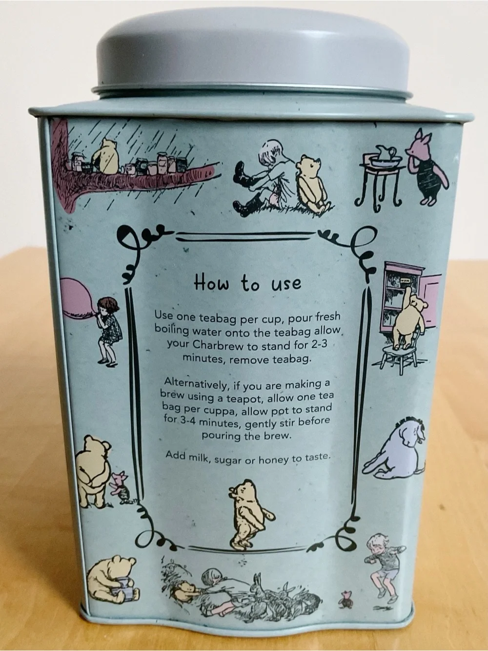 Winnie the Pooh Charbrew English Breakfast Tea Tin Canister Empty 100 Tea Bag